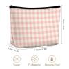 UXDVXGS Powder Pink Gingham Multi-purpose Cosmetic Bag with Zipper Purse Organizer for Travel, Daily Use view 2