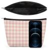 UXDVXGS Powder Pink Gingham Multi-purpose Cosmetic Bag with Zipper Purse Organizer for Travel, Daily Use view 3