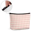 UXDVXGS Powder Pink Gingham Multi-purpose Cosmetic Bag with Zipper Purse Organizer for Travel, Daily Use view 4
