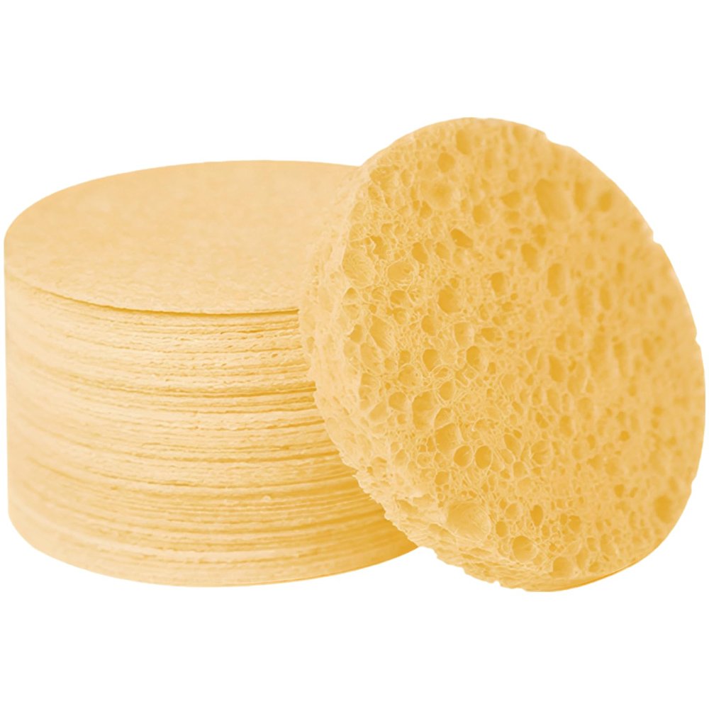 50 Pcs Compressed Facial Sponges, 2.4 in Round Cellulose Face Sponges, Natural Wood Pulp Facial Cleansing Sponges for Travel and Home, 6 cm Diameter Face Wash Sponge for Daily Skin Care