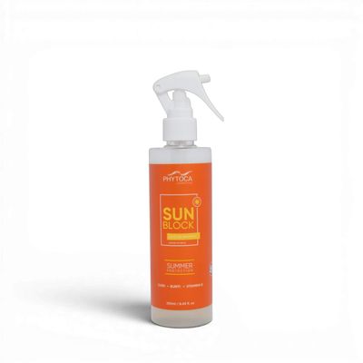 Phytoca Cosmticos Sun Block Leave-in Milk Spray with Ojon Oil, Buriti, and Vitamin E, Summer Protection, 8.45 fl. oz.