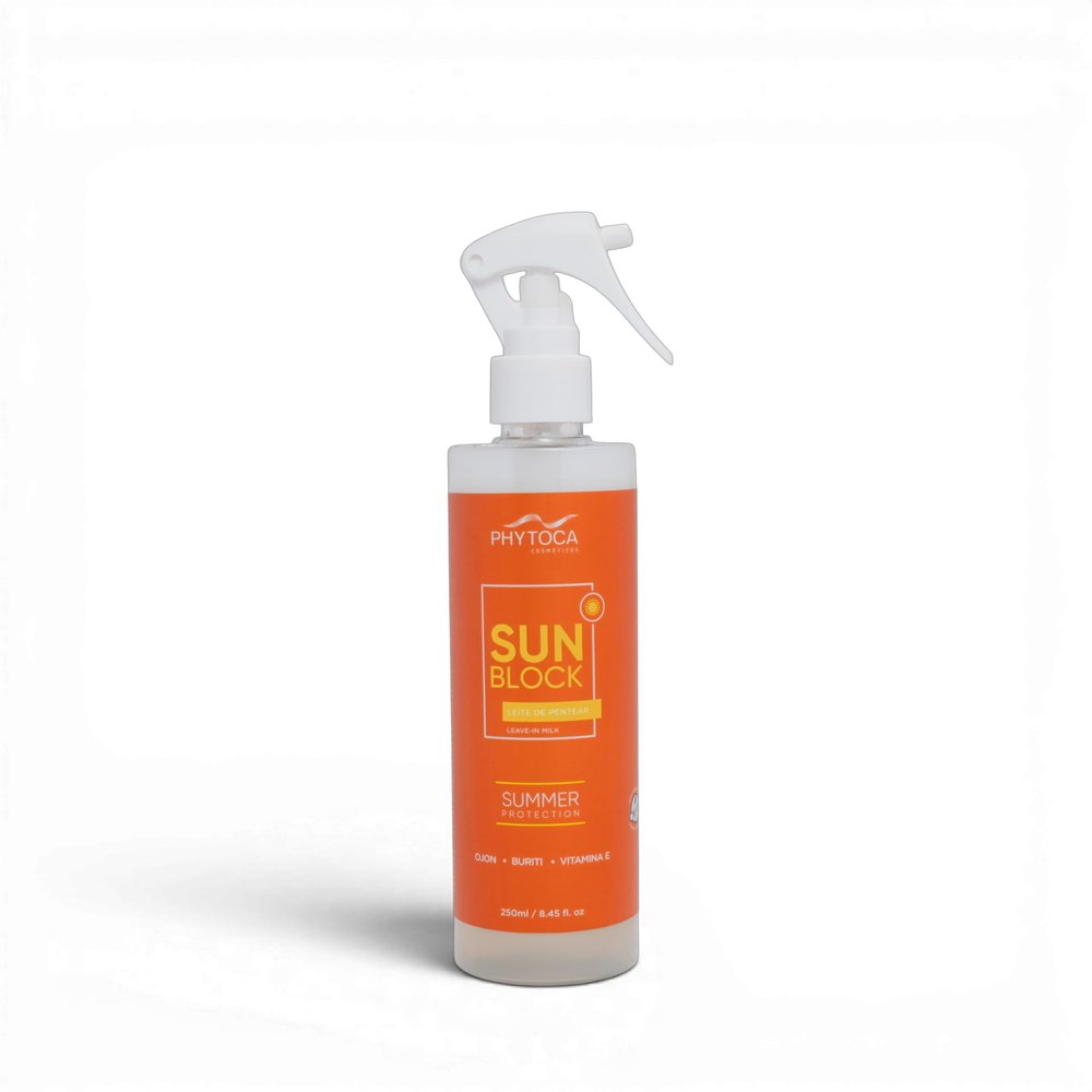 Phytoca Cosmticos Sun Block Leave-in Milk Spray with Ojon Oil, Buriti, and Vitamin E, Summer Protection, 8.45 fl. oz.
