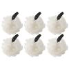 6 Pcs Bath Sponges for Shower, Large Size Body Cleansing Loofah, PE Material Gentle Body Ball with Ribbon, Beige Showering Sponge for Men, Women, and Little One view 1