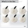 6 Pcs Bath Sponges for Shower, Large Size Body Cleansing Loofah, PE Material Gentle Body Ball with Ribbon, Beige Showering Sponge for Men, Women, and Little One view 4