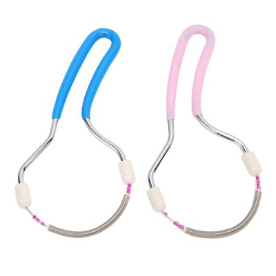 NinthAvenue Basics Spring Threading Hair Remover Stainless Steel Portable Facial Hair Remover for Women Easy Removal for Upper Lip Chin Cheeks for Home and Travel Use Blue Pink