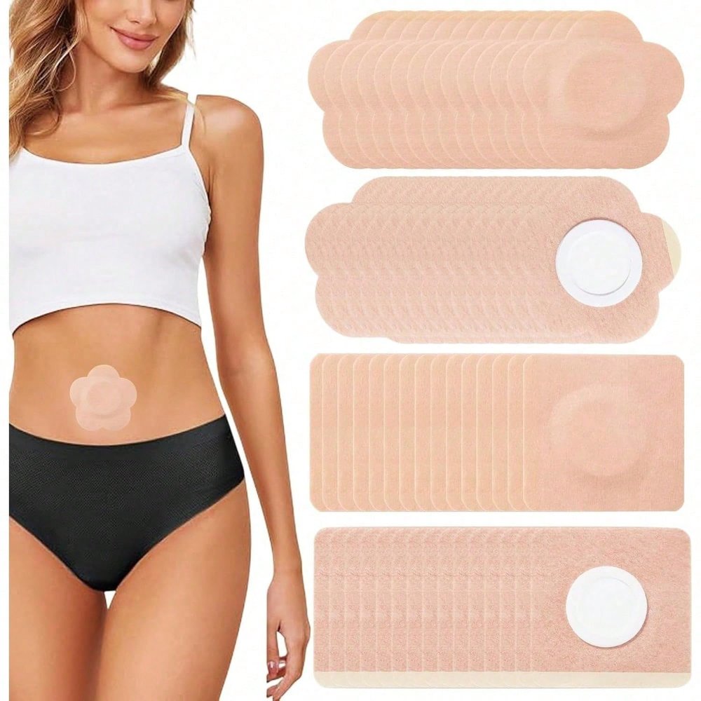 200pcs Castor Oil Patches, Castor Oil Pack Wraps, Disposable Organic Self-Adhesive Pads, Belly Button Patch for Caster Oil, Anti Leakage Design, Breathable & Portable, (Oil Not Included)