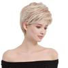 Nuxovin Short Beige Blonde Pixie Cut Human Hair Wigs with Bangs Glueless Lightweight Natural Real Hair Wigs for Women Daily Wear Halloween Cosplay (Beige Blonde,10inch) view 3
