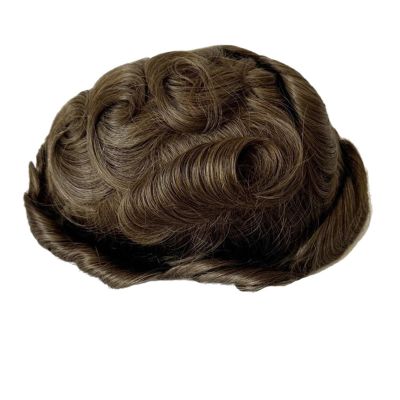 Men's Hair System Toupee Base Q6 Style Human Wig Hairline Bleaching knot(6#_130%_FREE_8X10)