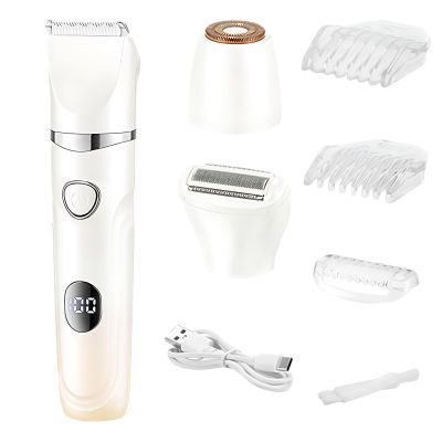 Women Hair Trimmer, 3 in 1 Electric Hair Remover for Face, Eyebrow, Underarm & Bikini, USB Rechargeable Body Shaver with Digital Display, Painless & Skin-Friendly Ergonomic Design