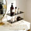 DIRBAK Bathroom Counter Organizer, 2 Tier Iron Corner Vanity Tray for Perfume, Makeup, Skincare, Cosmetics Toiletries, Countertop Storage Shelf for Bedroom, Kitchen (Black) view 3