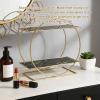 DIRBAK Bathroom Counter Organizer, 2 Tier Iron Corner Vanity Tray for Perfume, Makeup, Skincare, Cosmetics Toiletries, Countertop Storage Shelf for Bedroom, Kitchen (Black) view 4