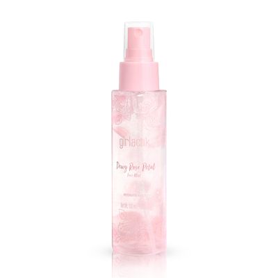 Girlactik Rose Petal Dewy Face Mist Hydrating Facial Spray with Rosewater, Sodium Hyaluronate & Pink Pearl Extract Makeup Setting Spray for Dewy Glowing Skin (100 ml / 3.3 Fl oz)