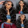 MsBertha 16 Inch Body Wave Human Hair Wig 13x6 Lace Front Wigs Human Hair Pre Plucked 200 Density HD Transparent Lace Frontal Wigs for Women Glueless Wigs Virgin Black Human Hair with Baby Hair view 2