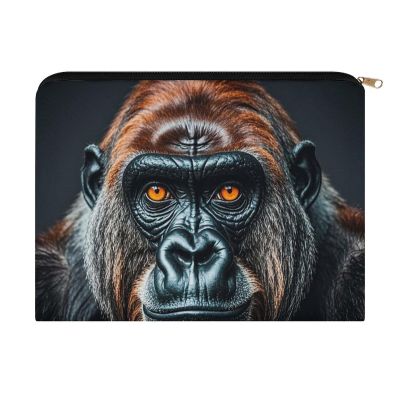 FekiLoot A Gorilla Makeup Bag for Travel, Large Capacity Toiletry Bag with Zipper, Leather Cosmetic Organizer Bag, Waterproof Cosmetic Storage Case with Hook, Makeup Case