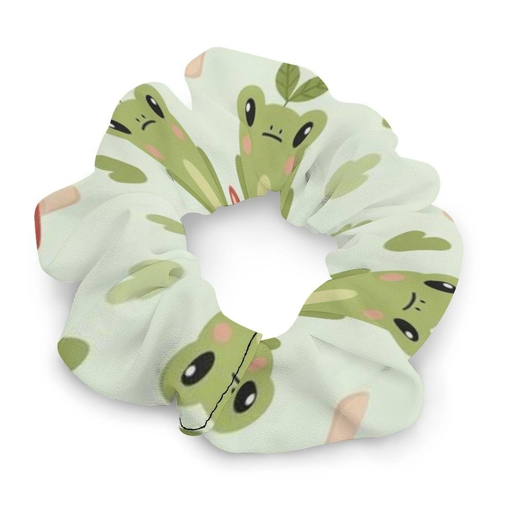 Women Hair Scrunchies Cute Green Frog Soft Elastic Hair Ties for Women Braids, Pain Free Coil Hair Ties Hair Accessories