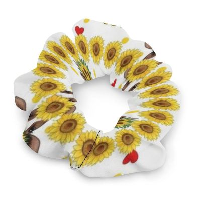 Chic Hair Scrunchies Skinny Hair Ties Elastics for Women Braids, Who Loves Cow Sunflower No Crease Ponytail Holders Dreadlock Accessories