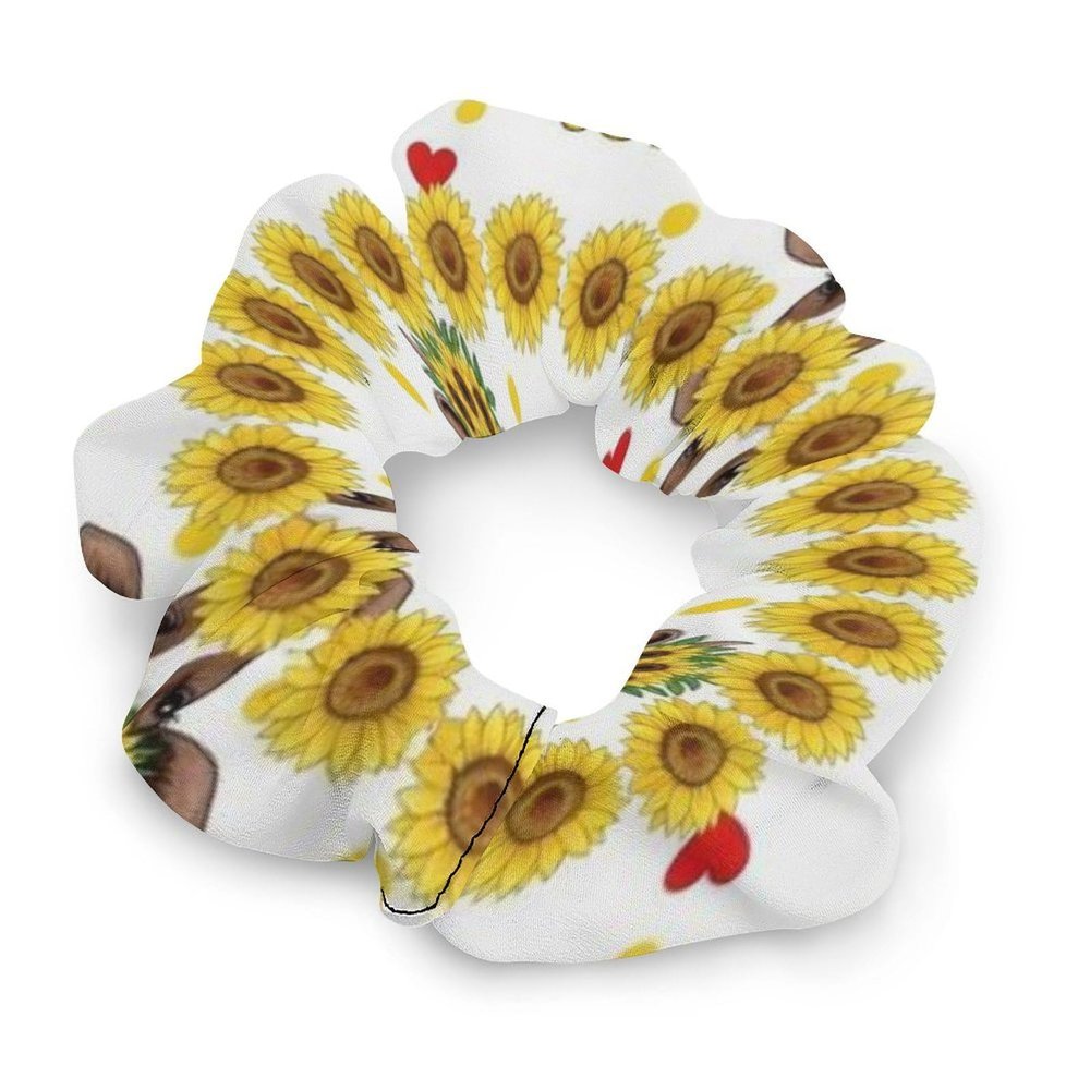 Chic Hair Scrunchies Skinny Hair Ties Elastics for Women Braids, Who Loves Cow Sunflower No Crease Ponytail Holders Dreadlock Accessories