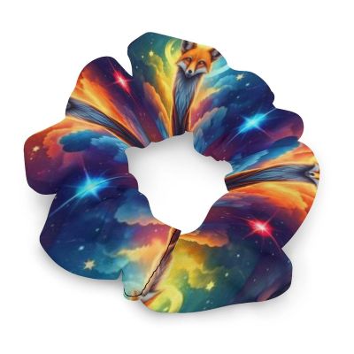 Women Space Fox Art Hair Scrunchies Stretch Hair Elastics No Metal Ponytail Holders for Women Youth Dreadlock Accessories