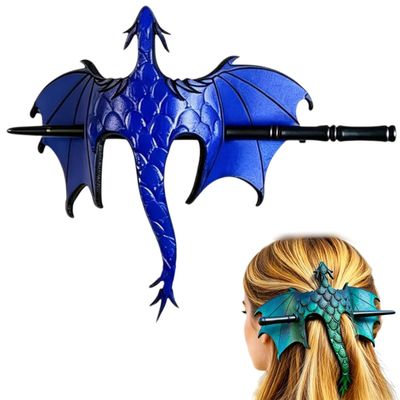 Medieval Dragon Hair Stick, Fantasy Gothic Dragon Hairpin for Women, Viking/Medieval Hair Holder with Wood Stick for Cosplay and Everyday Wear