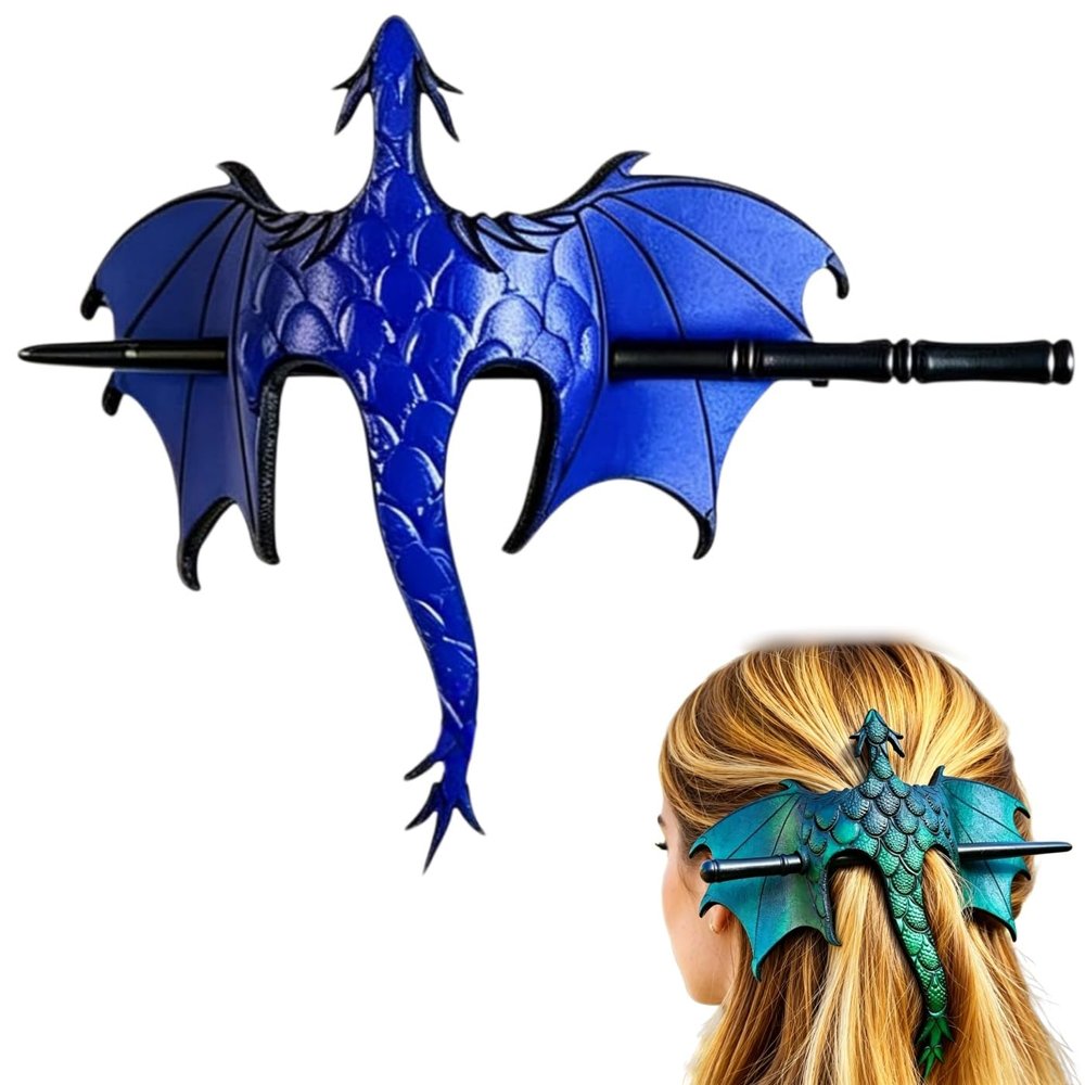 Medieval Dragon Hair Stick, Fantasy Gothic Dragon Hairpin for Women, Viking/Medieval Hair Holder with Wood Stick for Cosplay and Everyday Wear