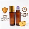 Amber Glass Roller Bottles, 3Pcs 50ml Portable Light-Shielding Roller Bottles for Essential Oils with Natural Quartz Rolling Ball, Rose Quartz and Amethyst and Green Aventurine. view 2