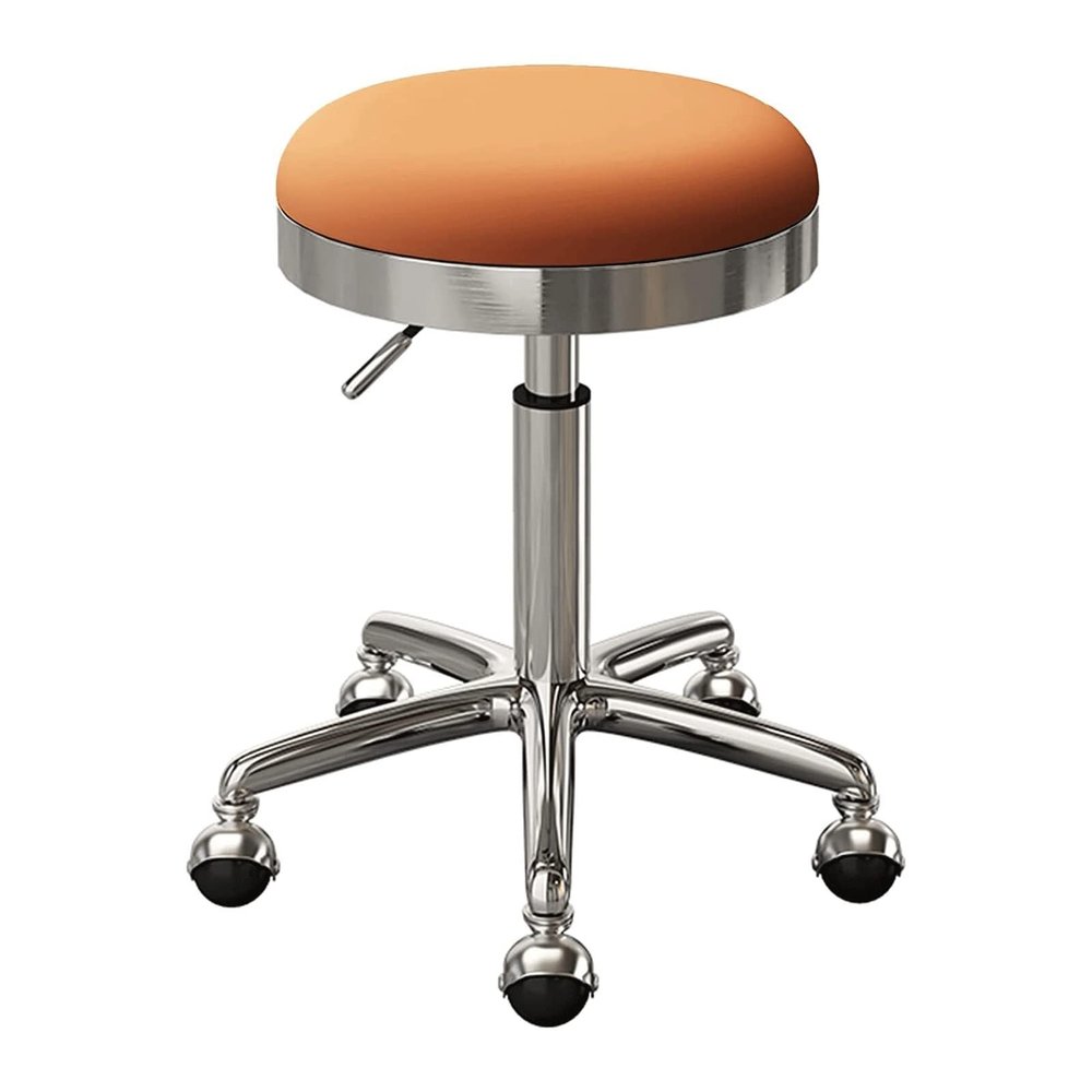 HONKEWN Rolling Stool with Wheels Heavy Duty Rolling Swivel Stool Chair Adjustable Height, for Factory Shop Office(Orange)
