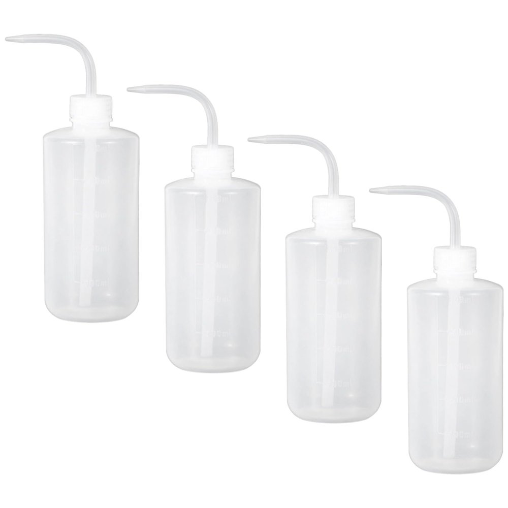 Sacolin 4 Pack 16.9 fl oz / 500 ml Squeeze Bottle for Plants, Curved Nozzle, Precision Watering, Indoor Plants, Fertilizer Mixing & Cleaning