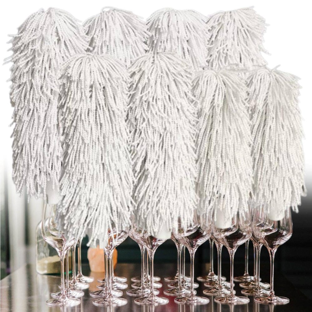 MhWrughts Commercial Electric Glass Polisher Brush Head Microfiber Cleaning Brush 5 Brush or 8 Brush Glassware Polishing Machine Accessory for Bars Restaurants 8Piece