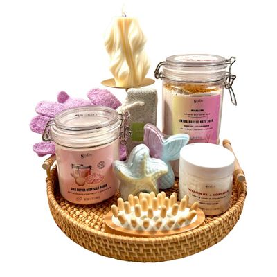 Magnesium Bath & Spa Gift Set 12-Piece Luxury Self-Care Collection with Generous Size of Body Salt Scrub, Bubble Bath Soak, Goat Milk Whipped Soap, Candle, Bath Bombs & Bath Accessories