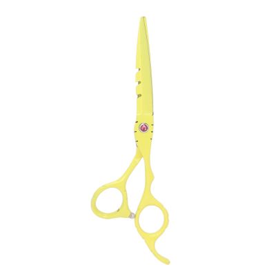 6 Inch Stainless Steel Beard Trimming Scissors, Barber Hair Cutting Shears, Precision Blade Mustache Scissors for Home Salon Use with Ergonomic Handle (Yellow)
