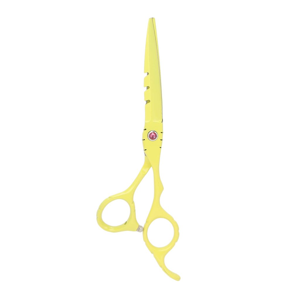 6 Inch Stainless Steel Beard Trimming Scissors, Barber Hair Cutting Shears, Precision Blade Mustache Scissors for Home Salon Use with Ergonomic Handle (Yellow)