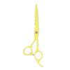 6 Inch Stainless Steel Beard Trimming Scissors, Barber Hair Cutting Shears, Precision Blade Mustache Scissors for Home Salon Use with Ergonomic Handle (Yellow) view 1