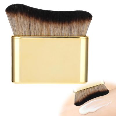 Self Tanning Brush, Streak-Free Body Makeup Brush for Tanning Lotion Mousse Foundation, Portable Soft Bristle Tanner Brush for Face Body, Travel Friendly (Gold)