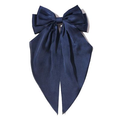 QERPON Elegant Ribbon Hair Bows Clip for Women Girls Oversized French Metal Hair Clip with Long Tail Ribbon Accessories