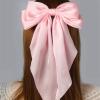 QERPON Elegant Ribbon Hair Bows Clip for Women Girls Oversized French Metal Hair Clip with Long Tail Ribbon Accessories view 4