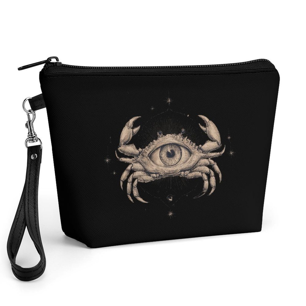 Crab Eye Cancer Constellation Portable Makeup Bag Cosmetic Toiletry Bag Handbag with Removable Handle