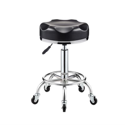 HONKEWN Round Swivel Stools with Wheels and Foot Rest Heavy Duty Hydraulic Rolling Stool, for Spa Salon Massage Work(Black)