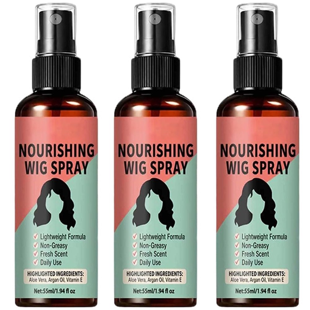 No-Rinse Nourishing Wig Spray for Synthetic & Human Hair Wigs Shine Frizz (3PCS)
