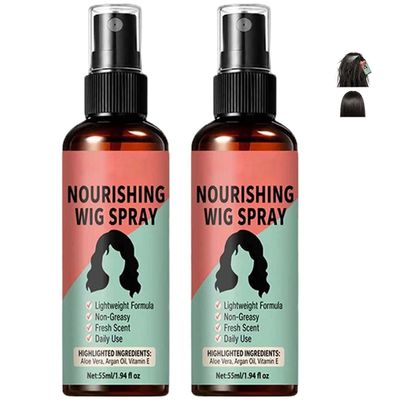 No-Rinse Nourishing Wig Spray for Synthetic & Human Hair Wigs Shine Frizz (2PCS)
