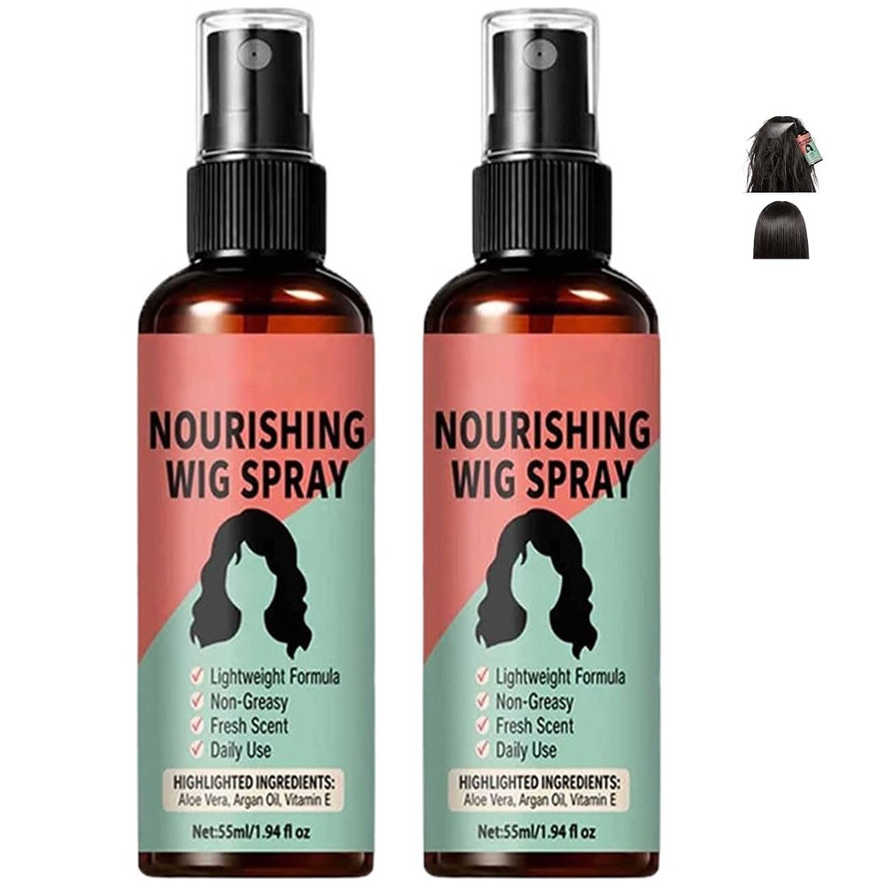 No-Rinse Nourishing Wig Spray for Synthetic & Human Hair Wigs Shine Frizz (2PCS)