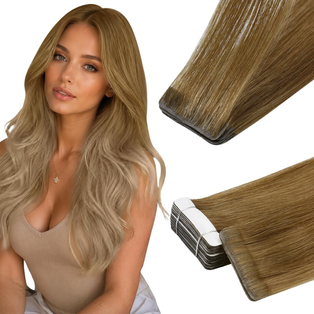 Full Shine Injected Hair Extensions, Beige Blonde Balayage, 16 Inch