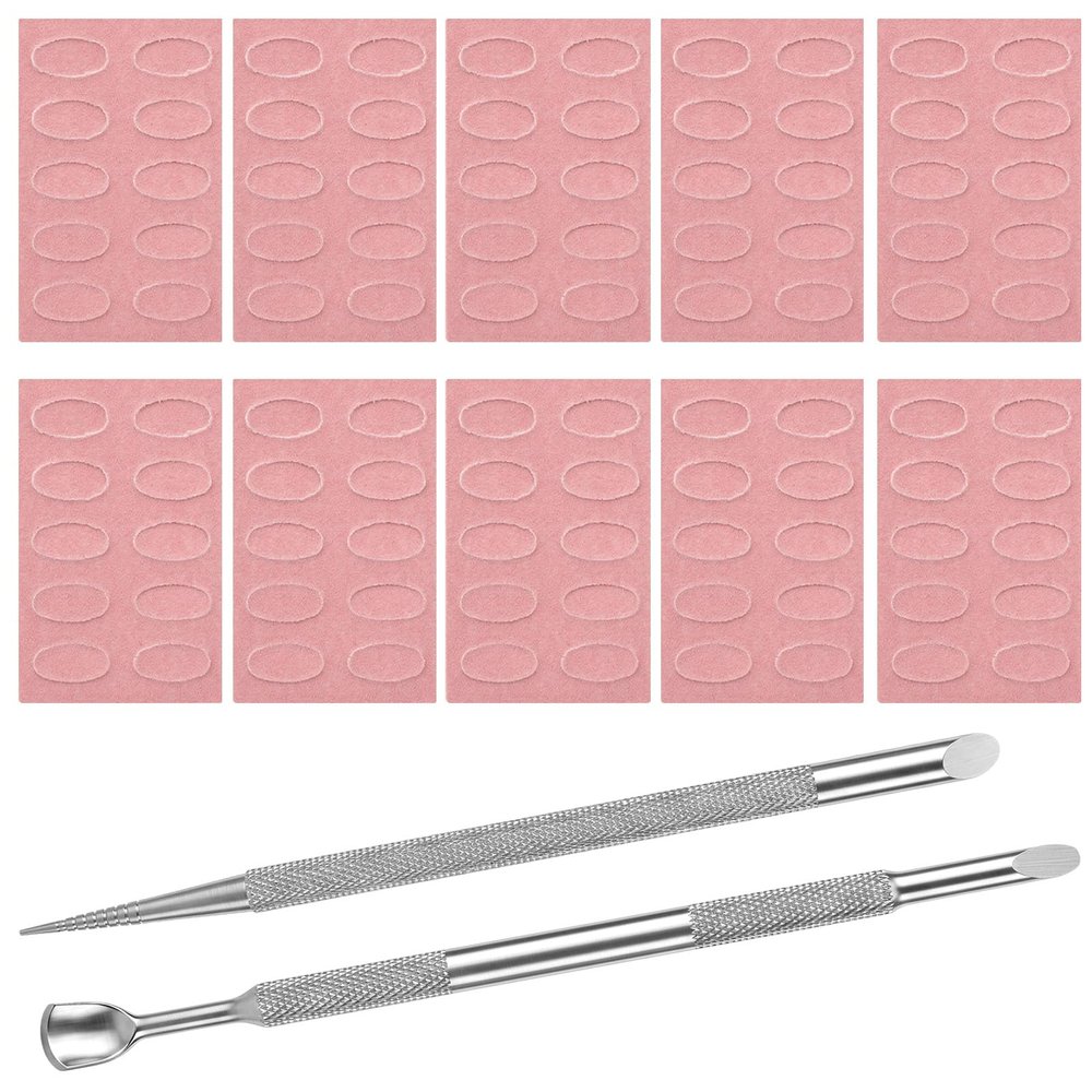 2pcs Russian Manicure Kit Cuticle Pusher Cuticle Remover Tool Dual Ended Dead Skin Remover Prep Nail Pushers with 100/180 Grit Sandpaper Sheets for Home Salon Manicure Pedicure Nail Art Nails Care