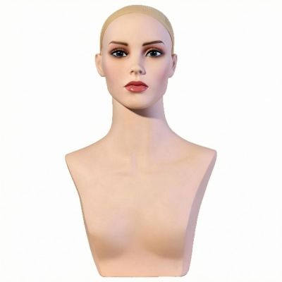 YWMJZEU Female Hairpiece Head Bust Minimalist Mannequin Head with Shoulders Smooth Surface