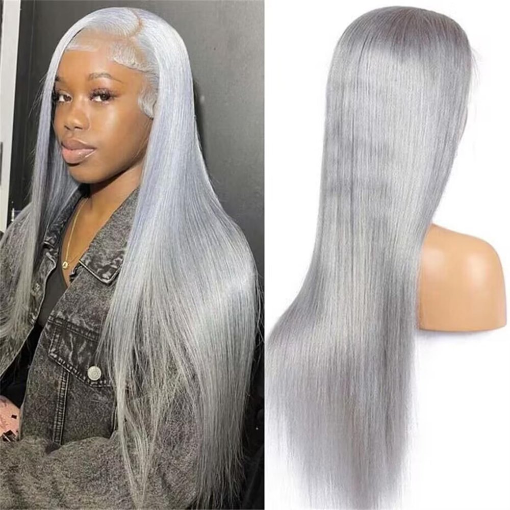 Silver Synthetic Lace Front Wig Glueless Natural Deep Part Lace Front Wigs