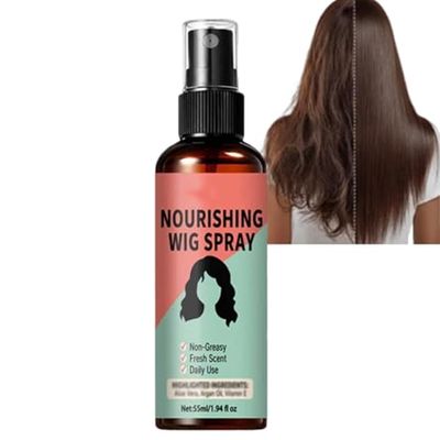 JIETI Frizz Control Wig Spray - Lightweight & Nourishing, Lightweight No-Rinse Nourishing Wig Spray, Quick-Drying, Non-Greasy Formula, 55ml (1PC)
