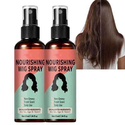 JIETI Frizz Control Wig Spray - Lightweight & Nourishing, Lightweight No-Rinse Nourishing Wig Spray, Quick-Drying, Non-Greasy Formula, 55ml (2PC)