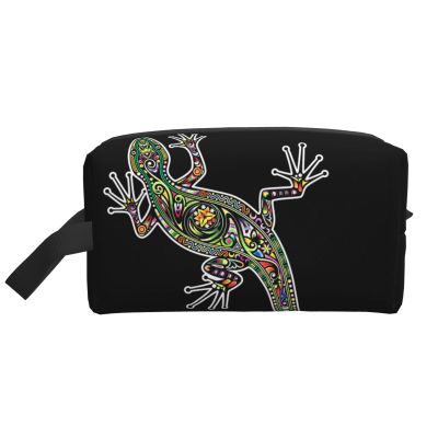 CLNXMT Psychedelic Lizard Cosmetic Bag Waterproof Large Capacity Cosmetic Pouch Travel Toiletry Storage Bag