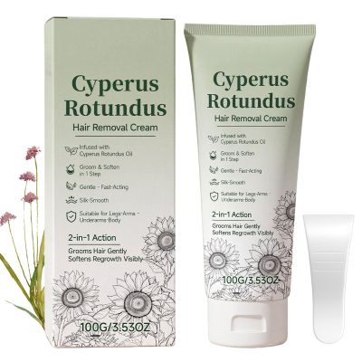 Cyperus Rotundus Hair Removal Cream for Women, 2-in-1 Basics Hair Remover & Skin Moisturizer for Legs, Arms, Underarms, Cyperus Rotundus for Hair Removal, Sensitive Skin 100 g/3.52 oz