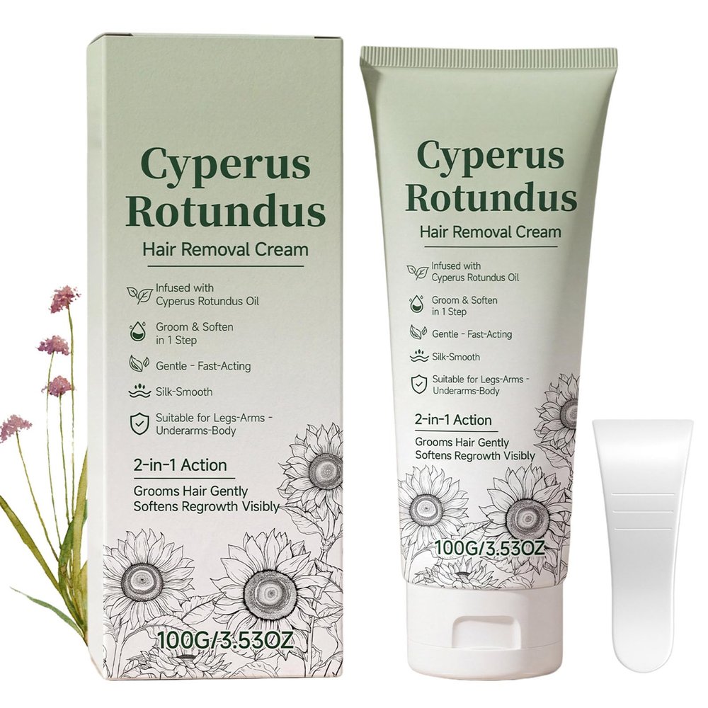 Cyperus Rotundus Hair Removal Cream for Women, 2-in-1 Basics Hair Remover & Skin Moisturizer for Legs, Arms, Underarms, Cyperus Rotundus for Hair Removal, Sensitive Skin 100 g/3.52 oz