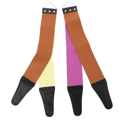 ULTECHNOVO 2pcs Razor Strop Tool with Dual-sided Fabric and Artificial Leather for Final Sharpening and Smoothing after Honing, for Barber Shop and Home Use Random Color
